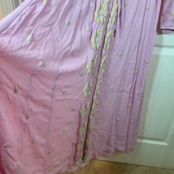 FREE PEOPLE EMBROIDERED PURPLE FLORAL BOHO LONG SLEEVE MAXI DRESS SIZE SMALL - Picture 6 of 12